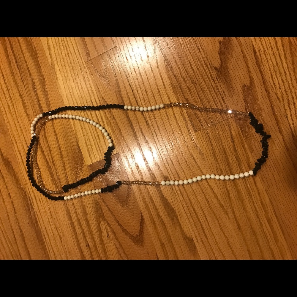 black gold and white wrap necklace